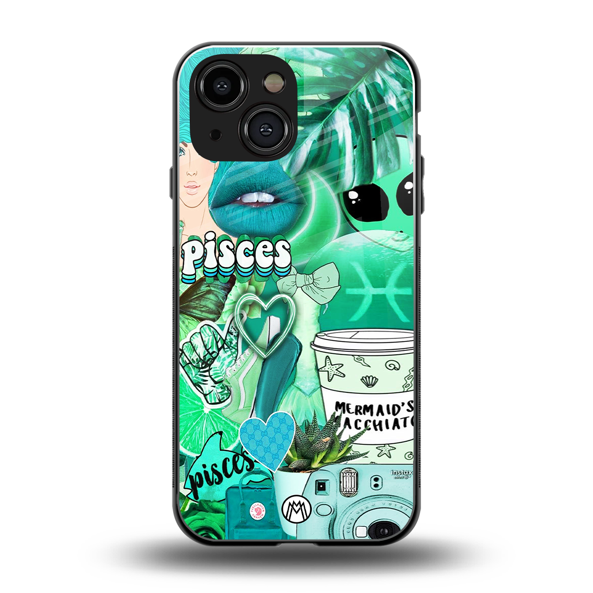 pisces aesthetic collage back phone cover | glass case for iphone 13 mini