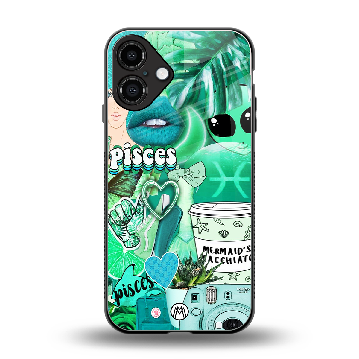 pisces aesthetic collage back phone cover | glass case for iphone 16 plus