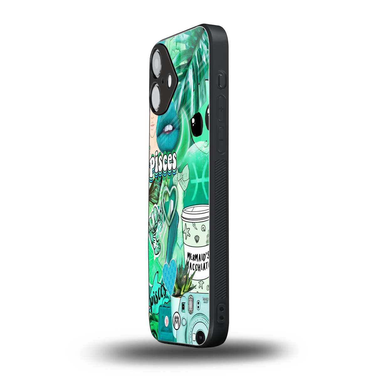 pisces aesthetic collage back phone cover | glass case for iphone 16 plus