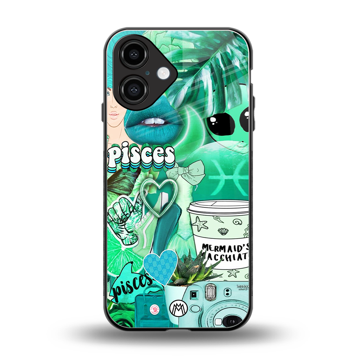 pisces aesthetic collage back phone cover | glass case for iphone 16