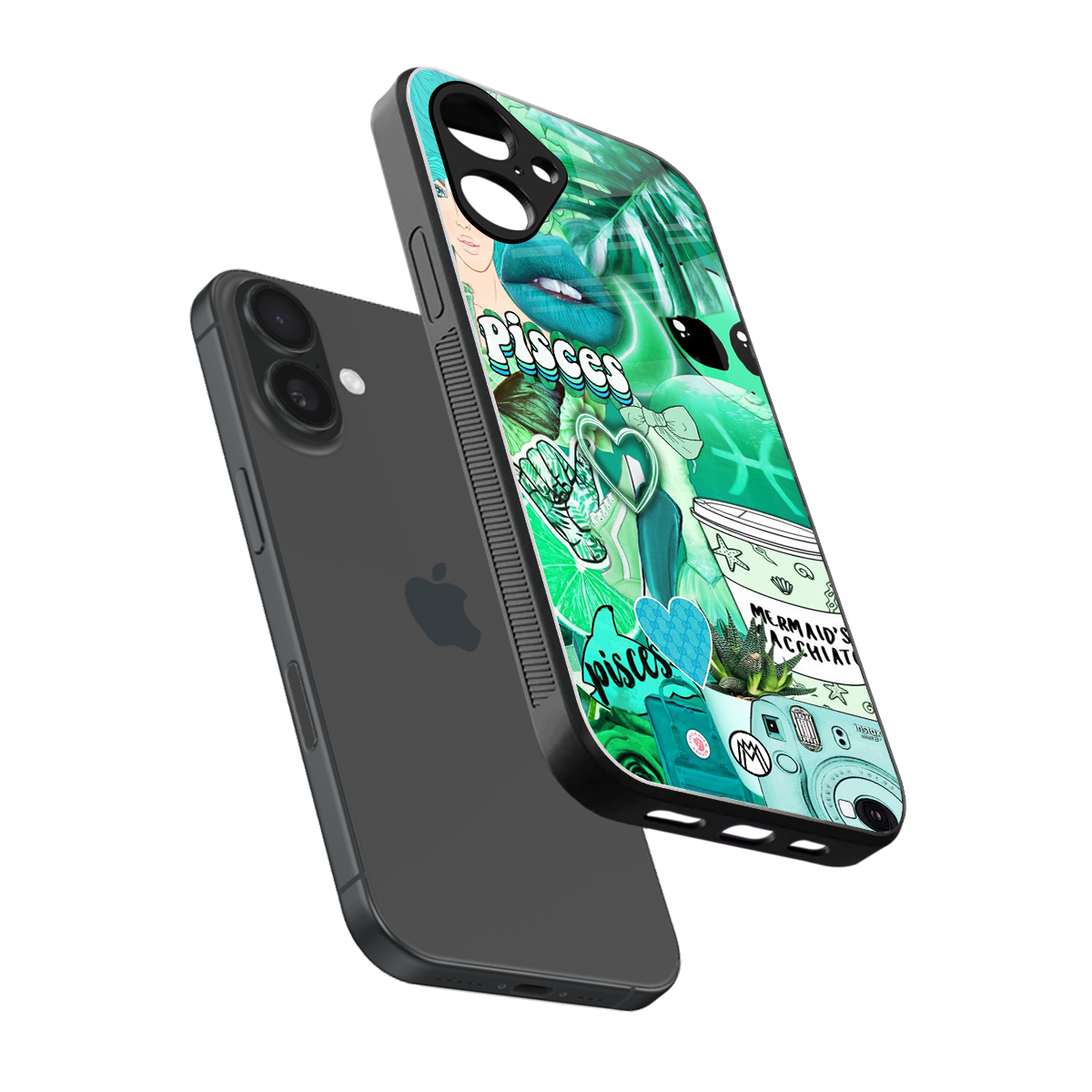 pisces aesthetic collage back phone cover | glass case for iphone 16