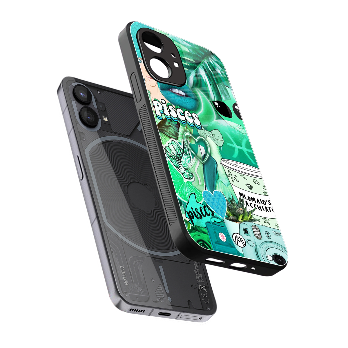 pisces aesthetic collage back phone cover | glass case for nothing phone 1