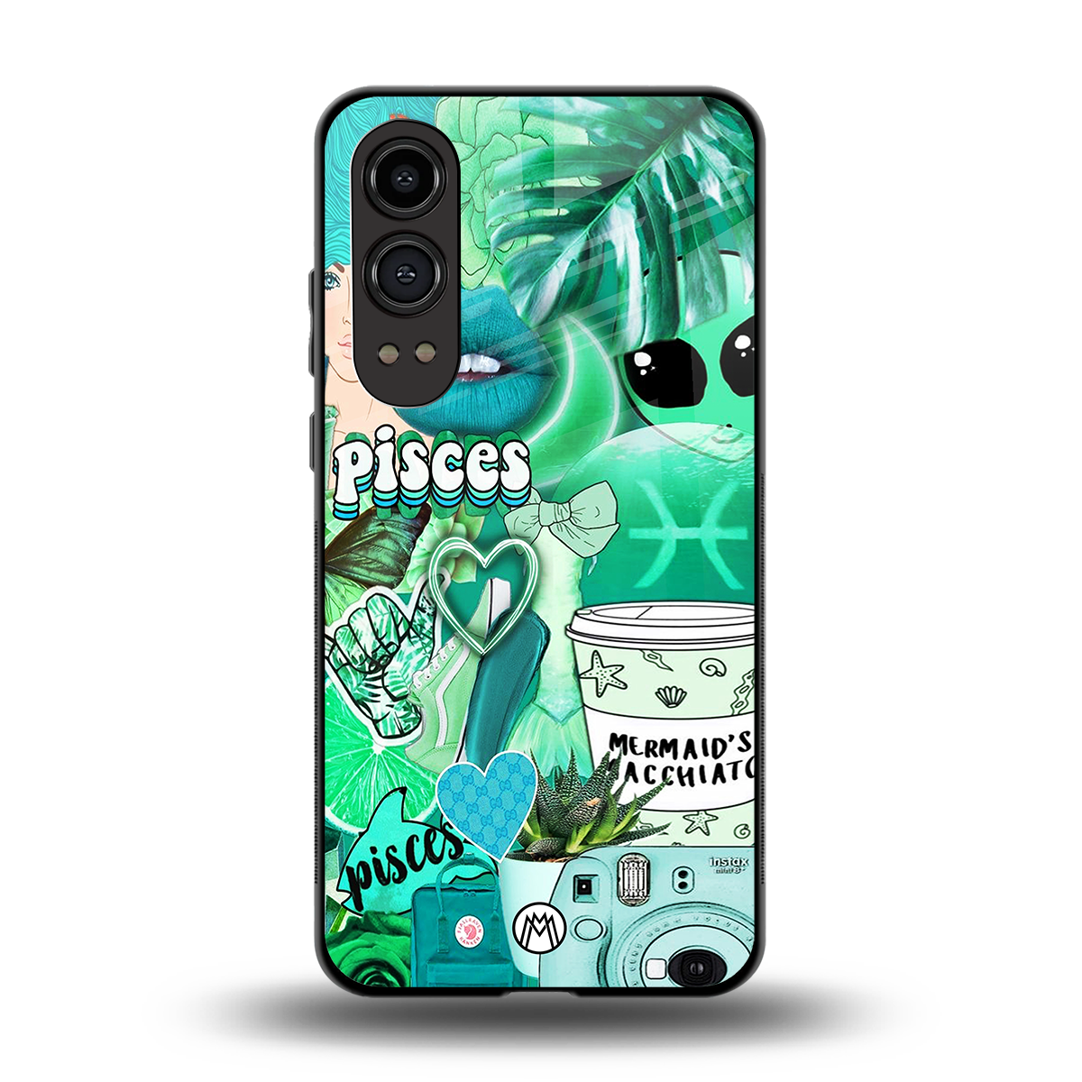 pisces aesthetic collage back phone cover | glass case for oneplus nord ce 4 lite