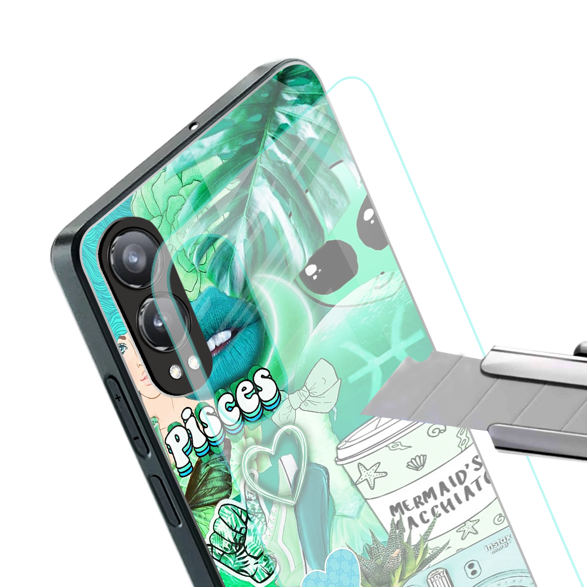 pisces aesthetic collage back phone cover | glass case for oneplus nord ce 4 lite