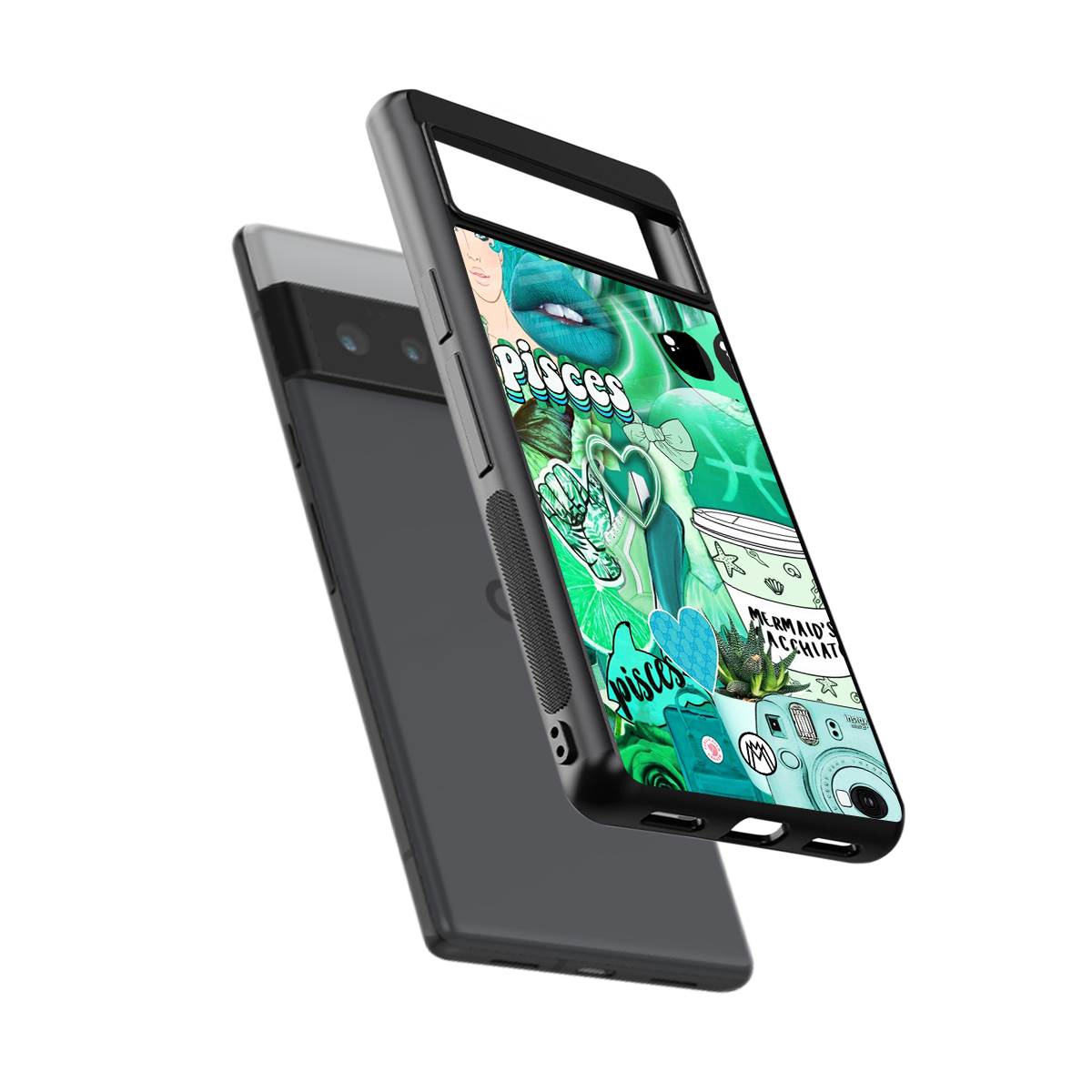 pisces aesthetic collage back phone cover | glass case for google pixel 6 pro