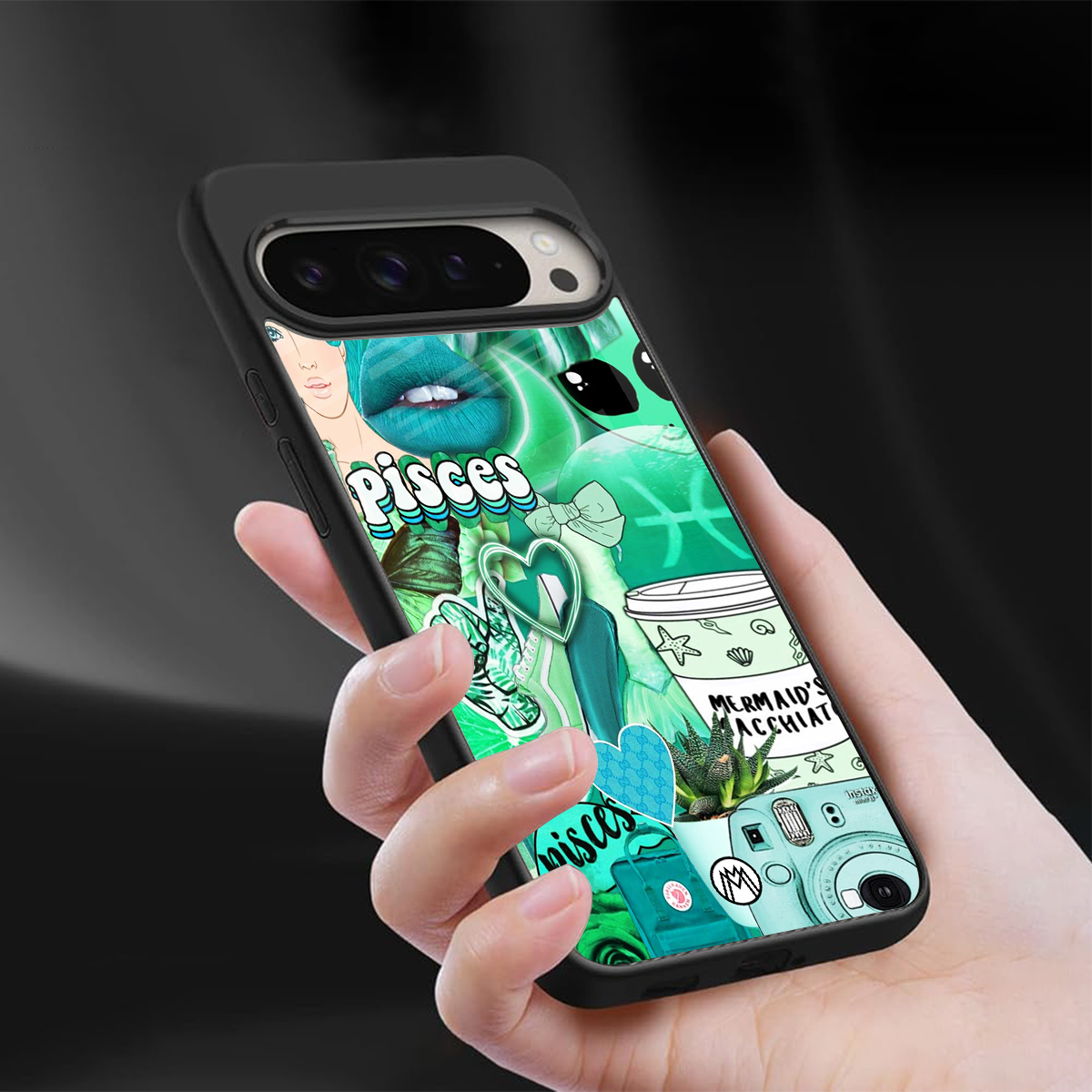 pisces aesthetic collage back phone cover | glass case for google pixel 9 pro xl