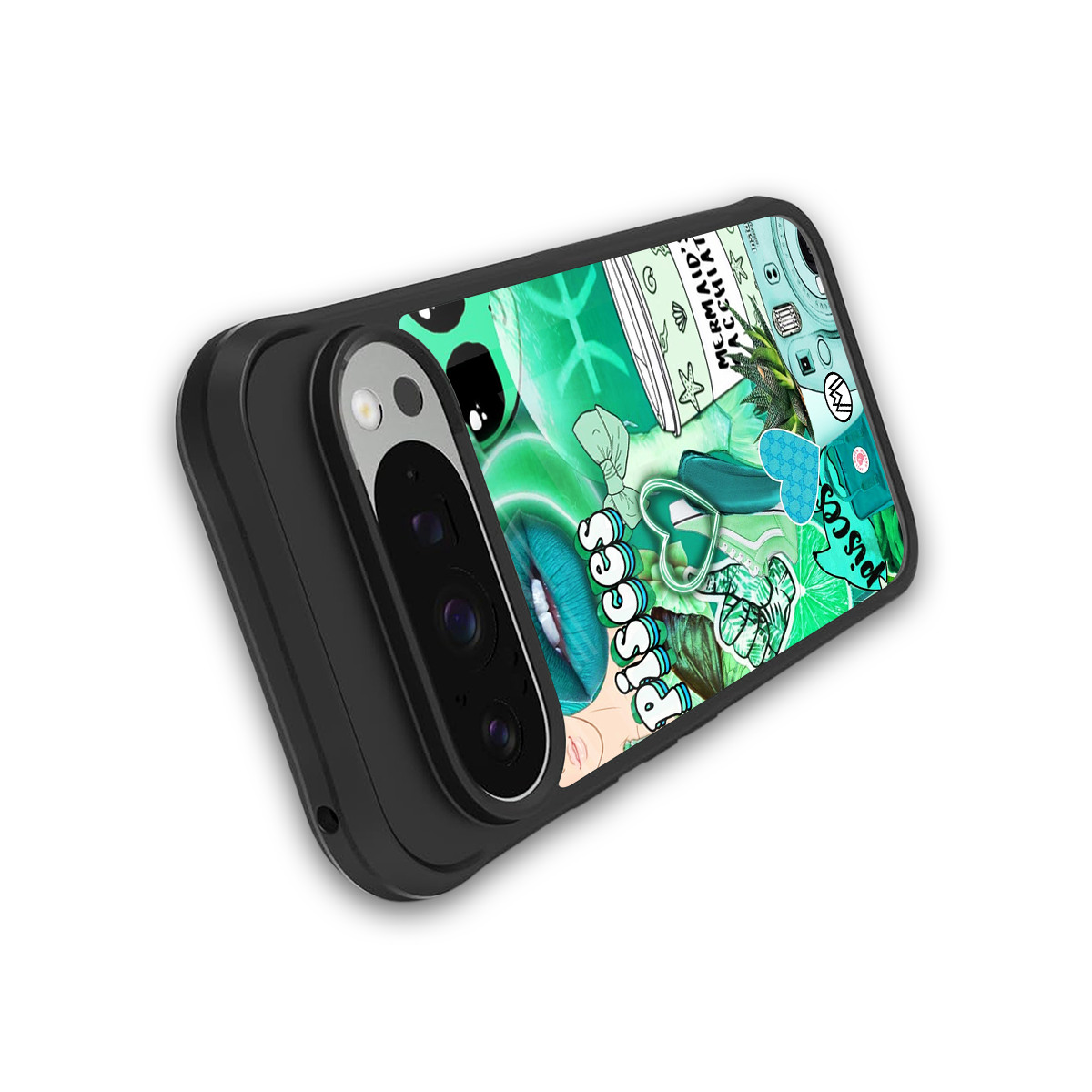 pisces aesthetic collage back phone cover | glass case for google pixel 9 pro