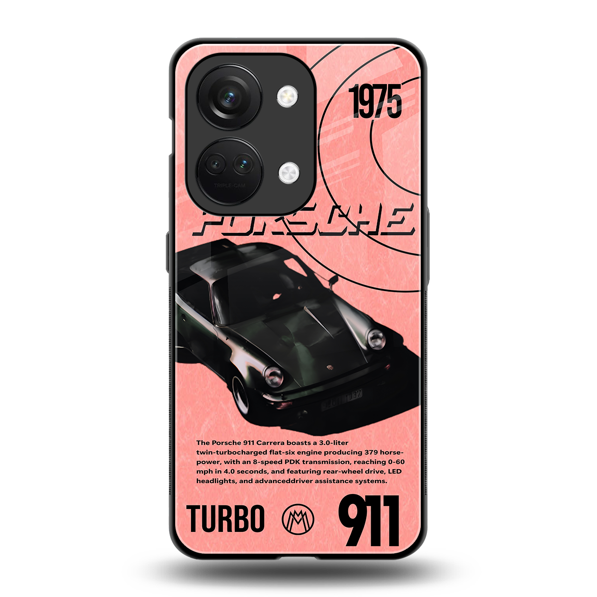 porshe 1975 back phone cover | glass case for oneplus nord 3