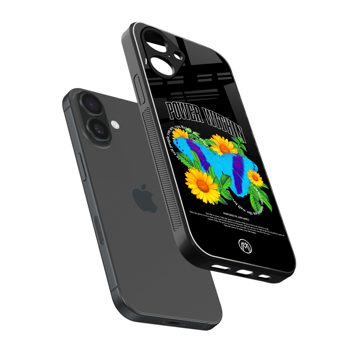 power within back phone cover | glass case for iphone 16