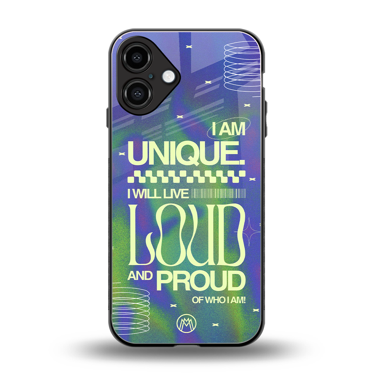 proudly me back phone cover | glass case for iphone 16 plus