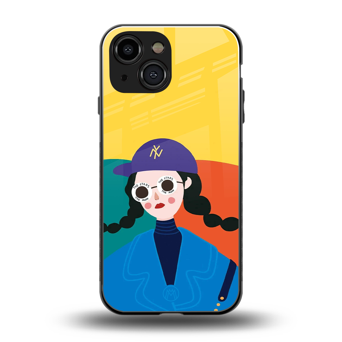 psychedelic chic back phone cover | glass case for iphone 13 mini