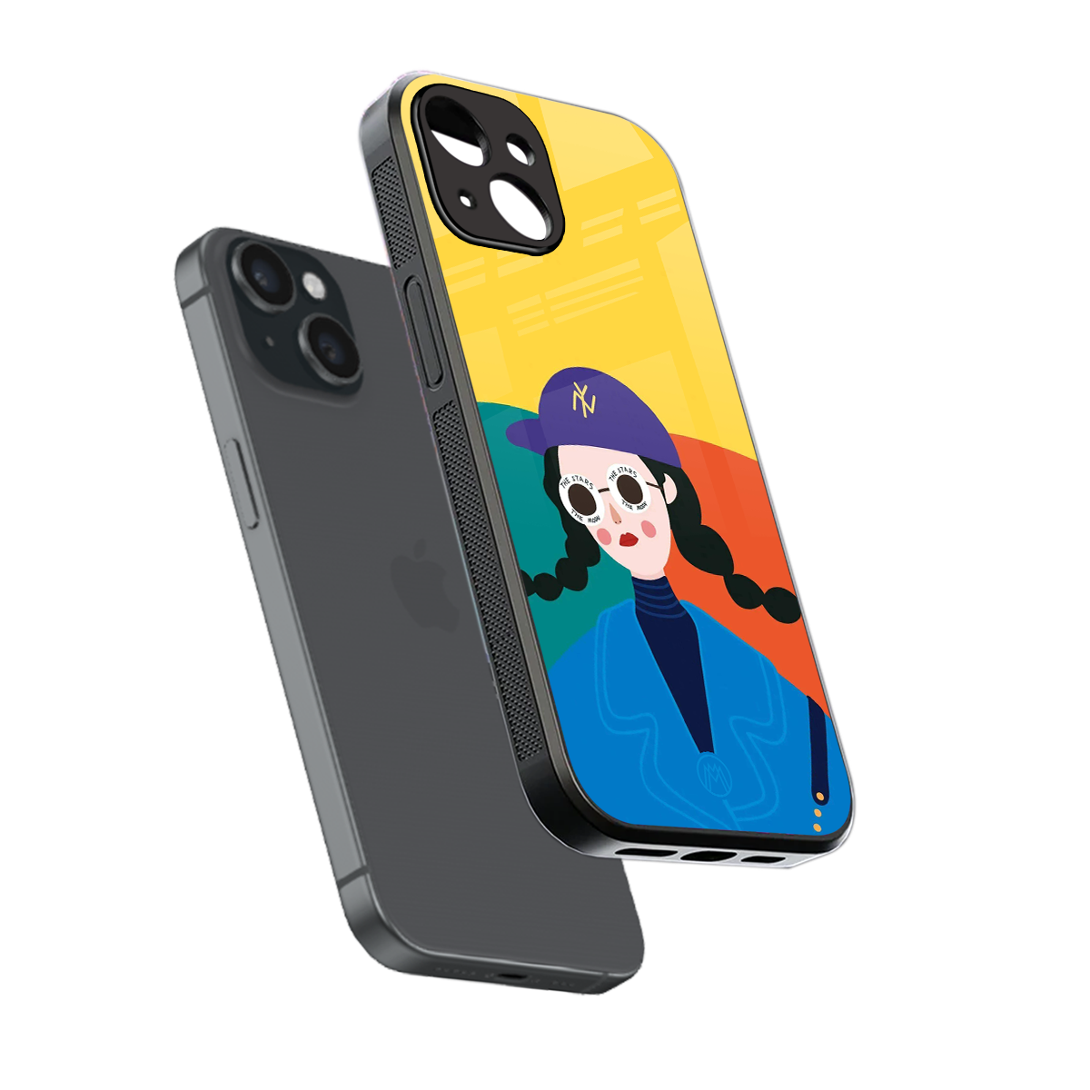 psychedelic chic back phone cover | glass case for iphone 13 mini
