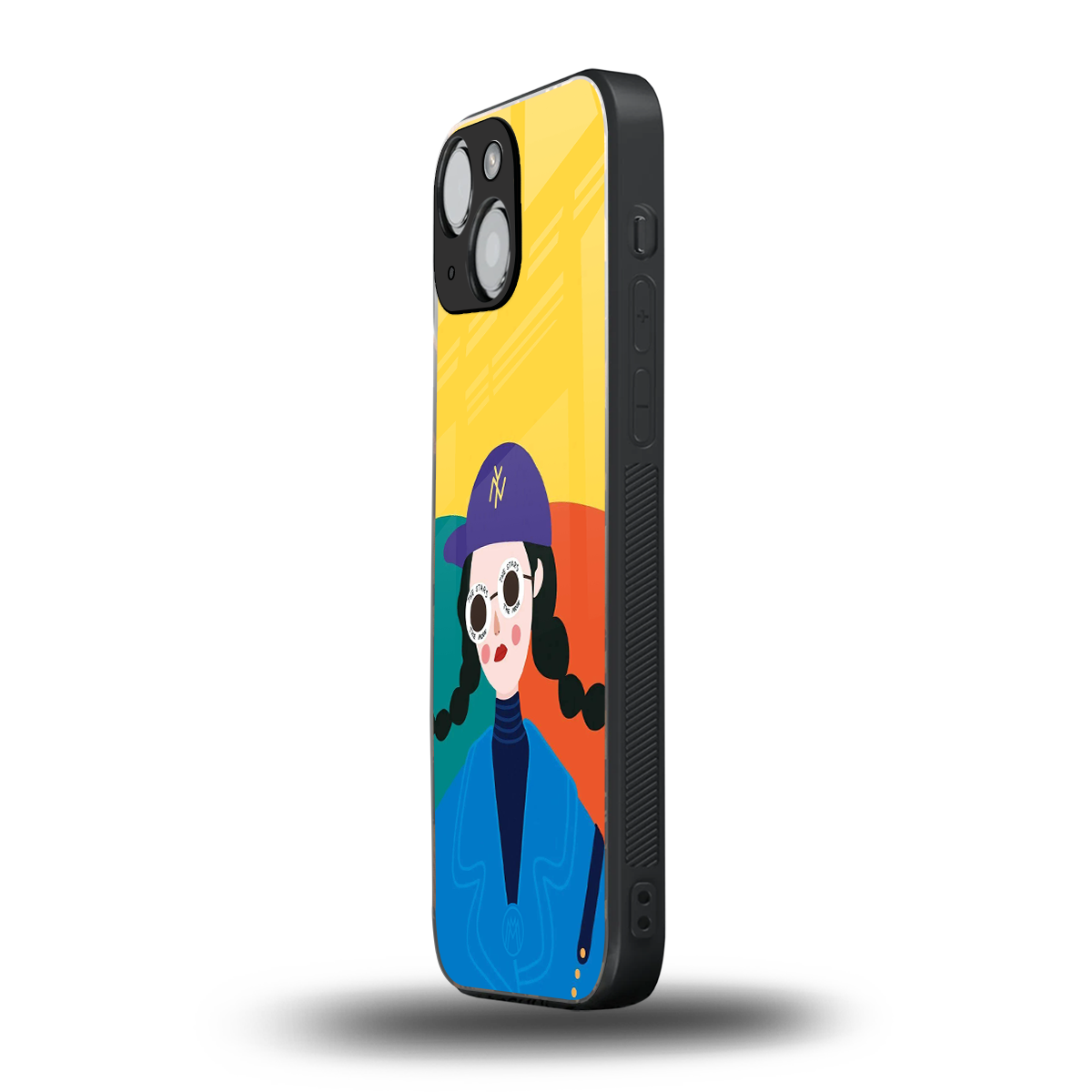 psychedelic chic back phone cover | glass case for iphone 13 mini