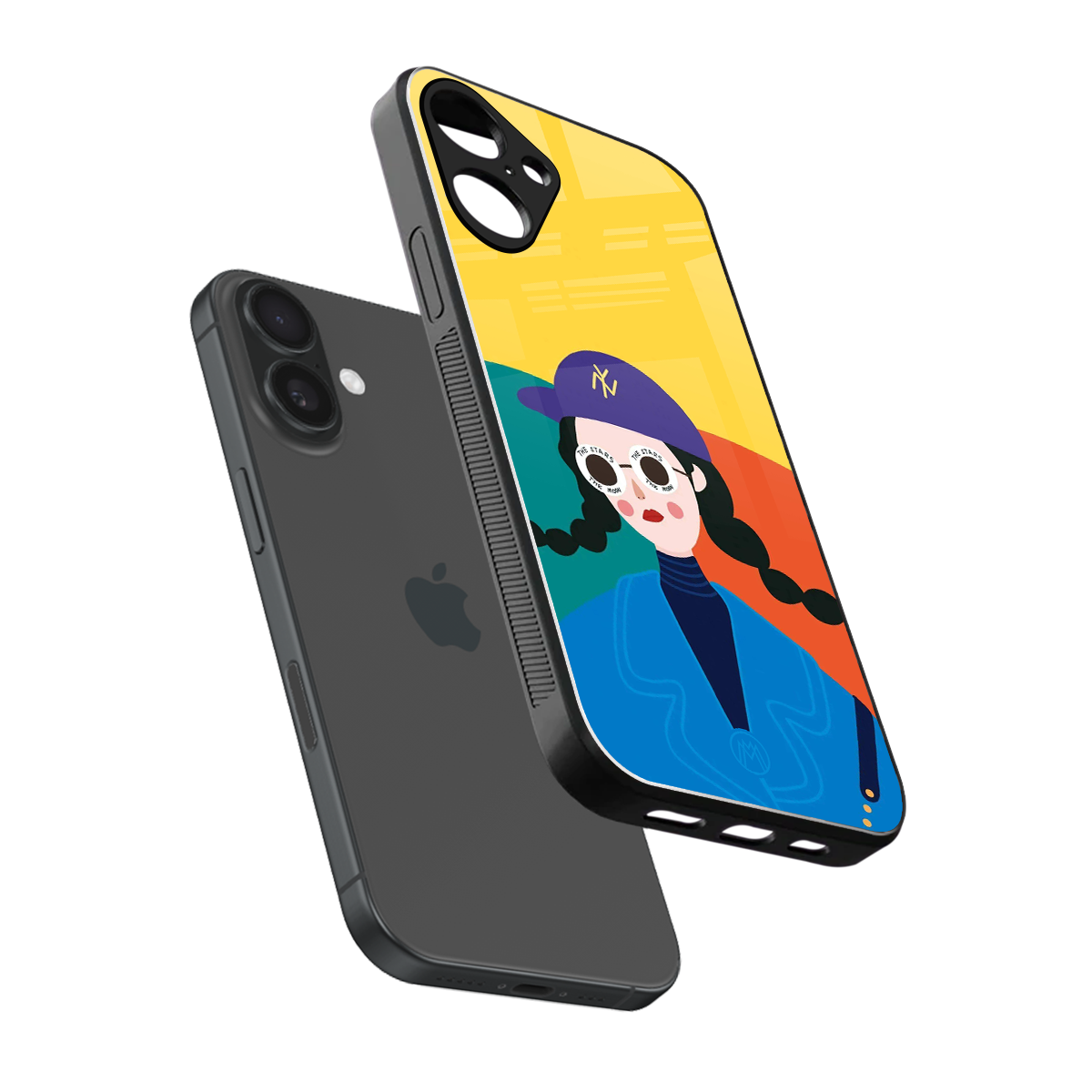 psychedelic chic back phone cover | glass case for iphone 16 plus