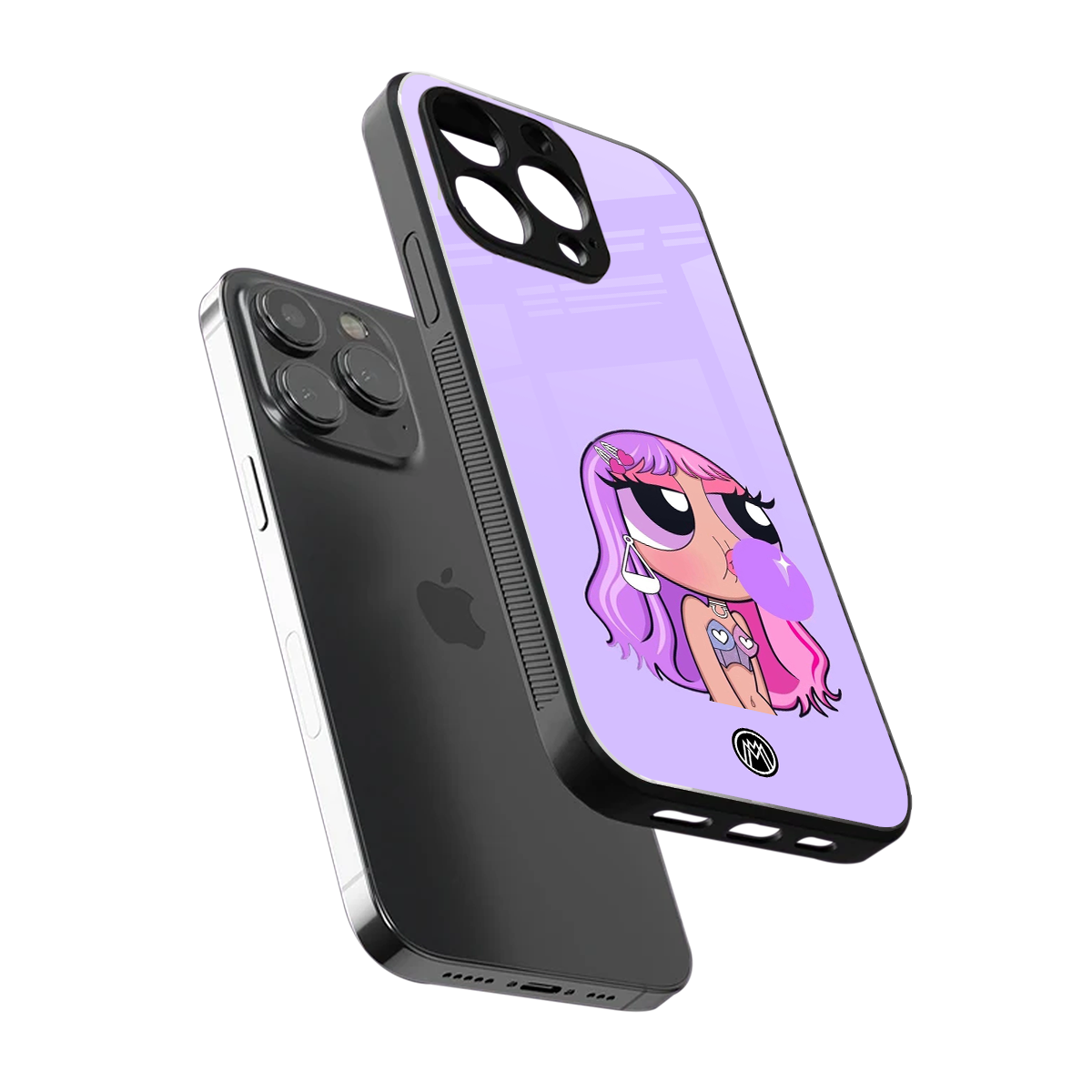 purple chic powerpuff girls back phone cover | glass case for iphone 15 pro max