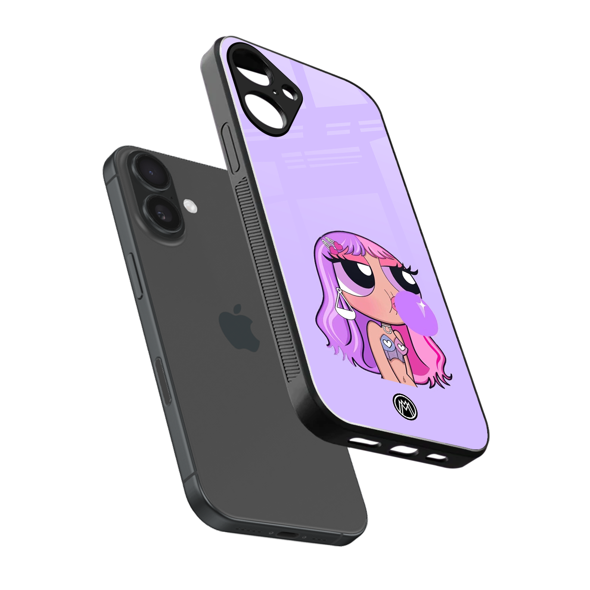 purple chic powerpuff girls back phone cover | glass case for iphone 16 plus