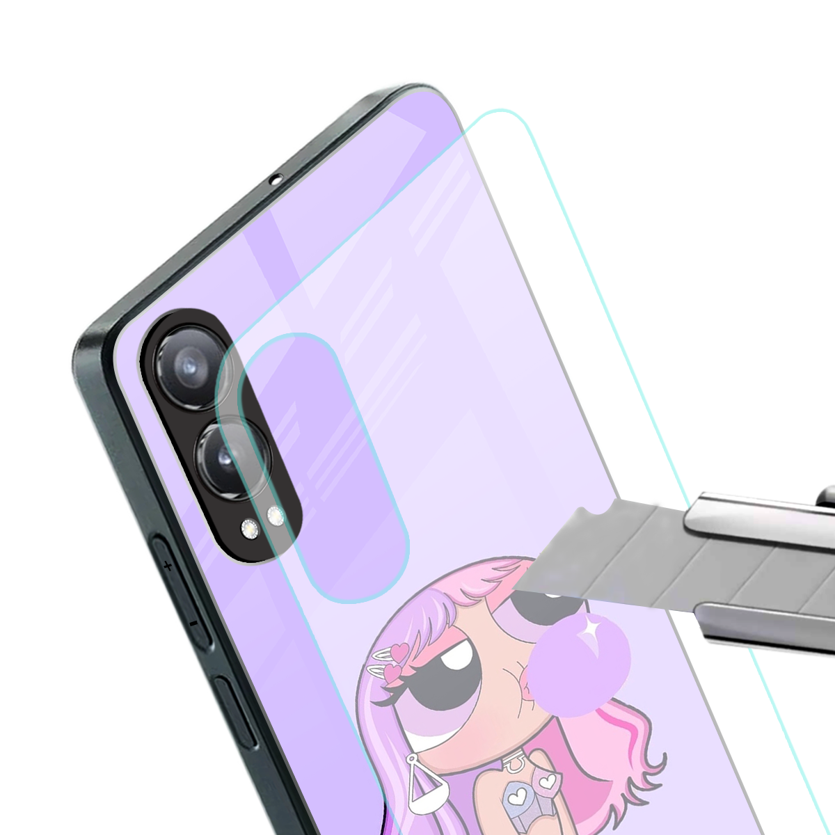 purple chic powerpuff girls back phone cover | glass case for oneplus nord ce 4 lite