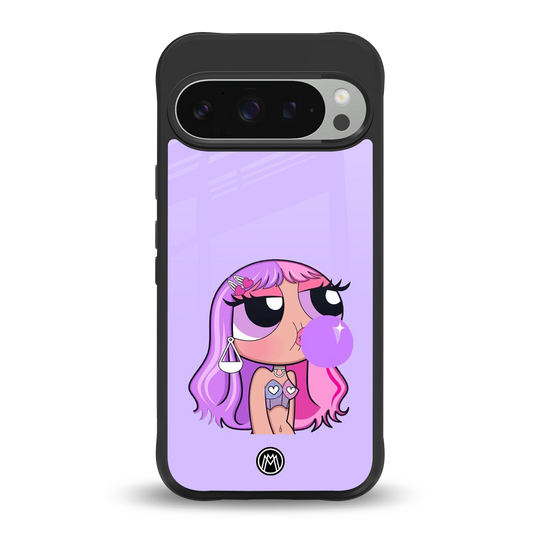 purple chic powerpuff girls back phone cover | glass case for google pixel 9 pro