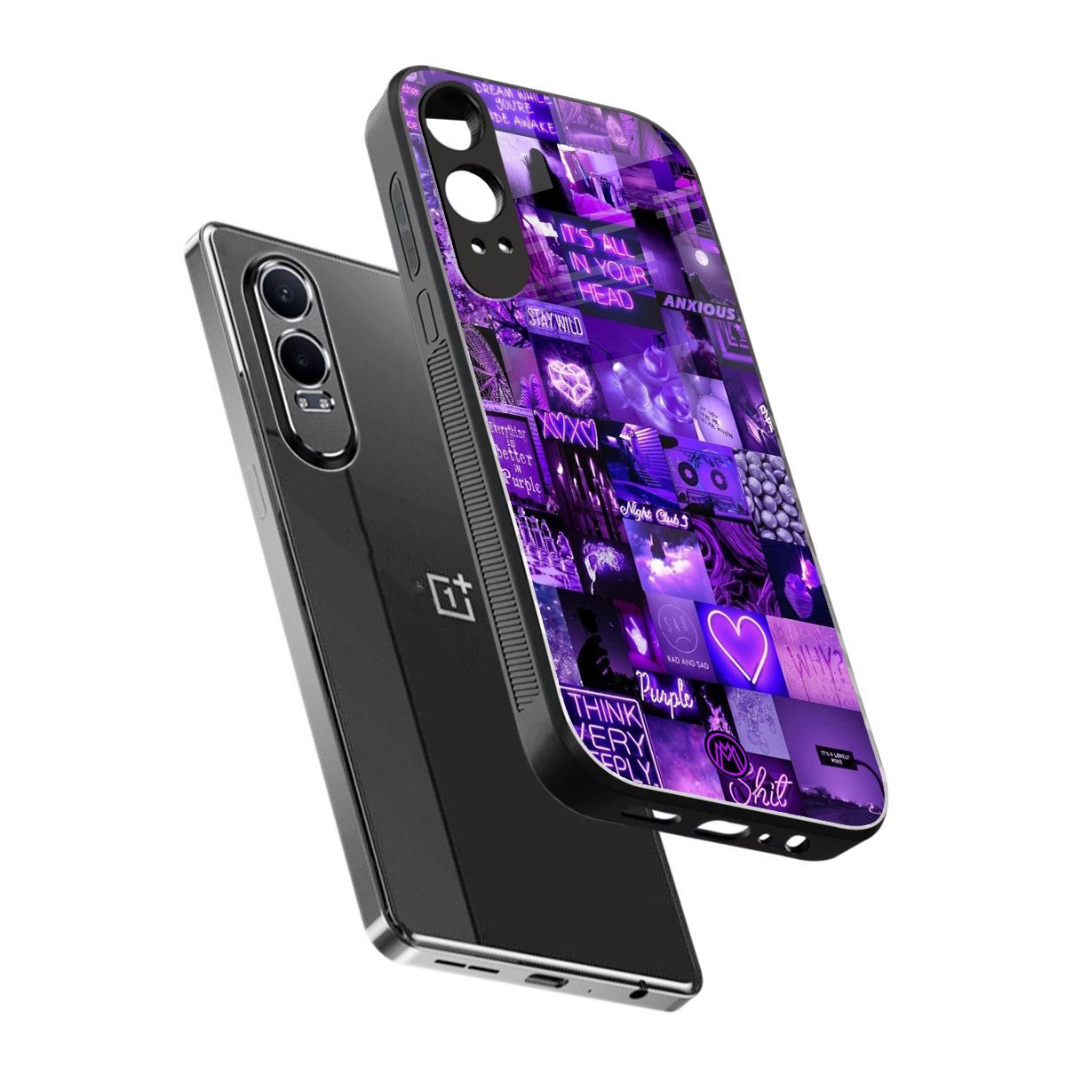 purple collage aesthetic back phone cover | glass case for oneplus nord ce 4 lite