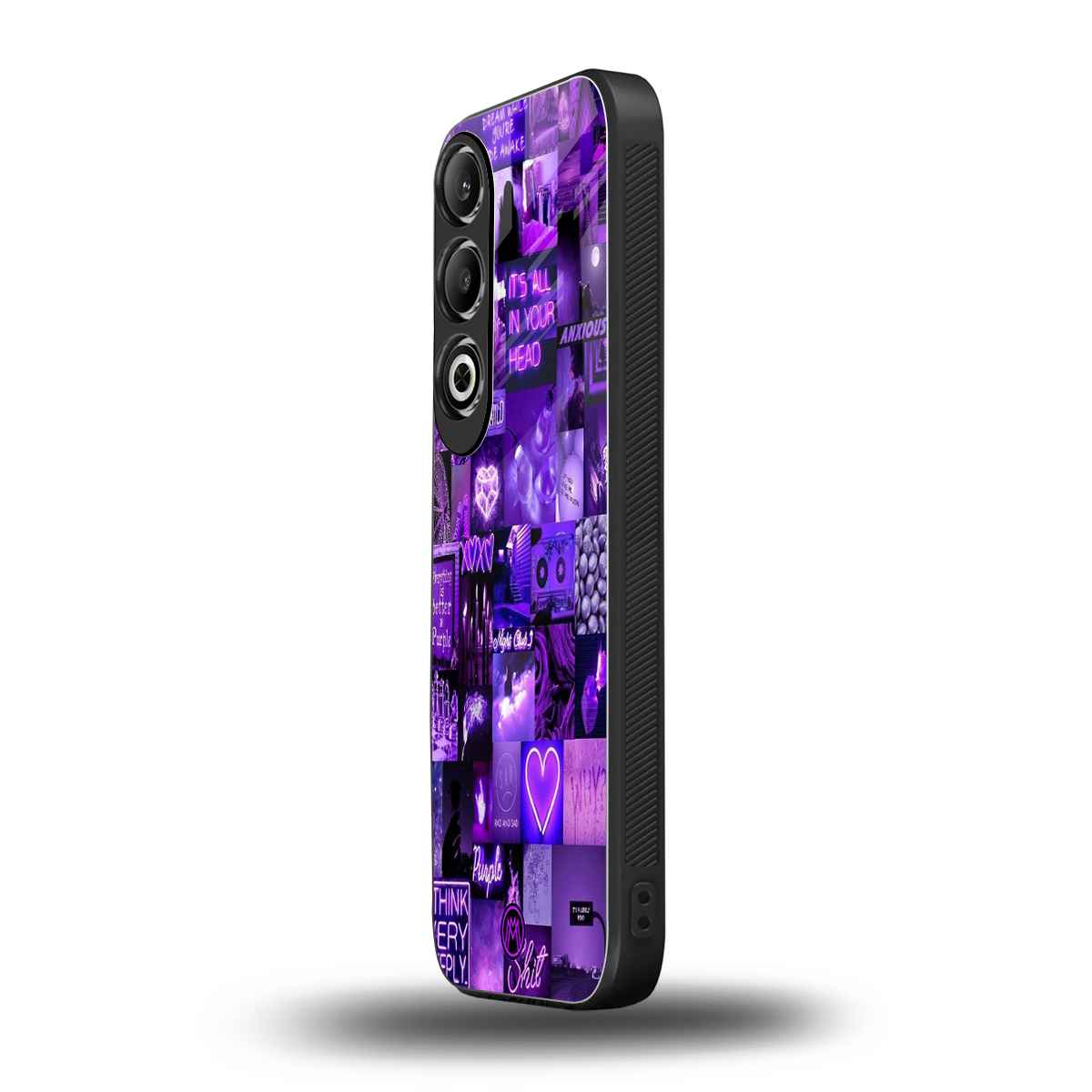 purple collage aesthetic back phone cover | glass case for oneplus nord ce 4