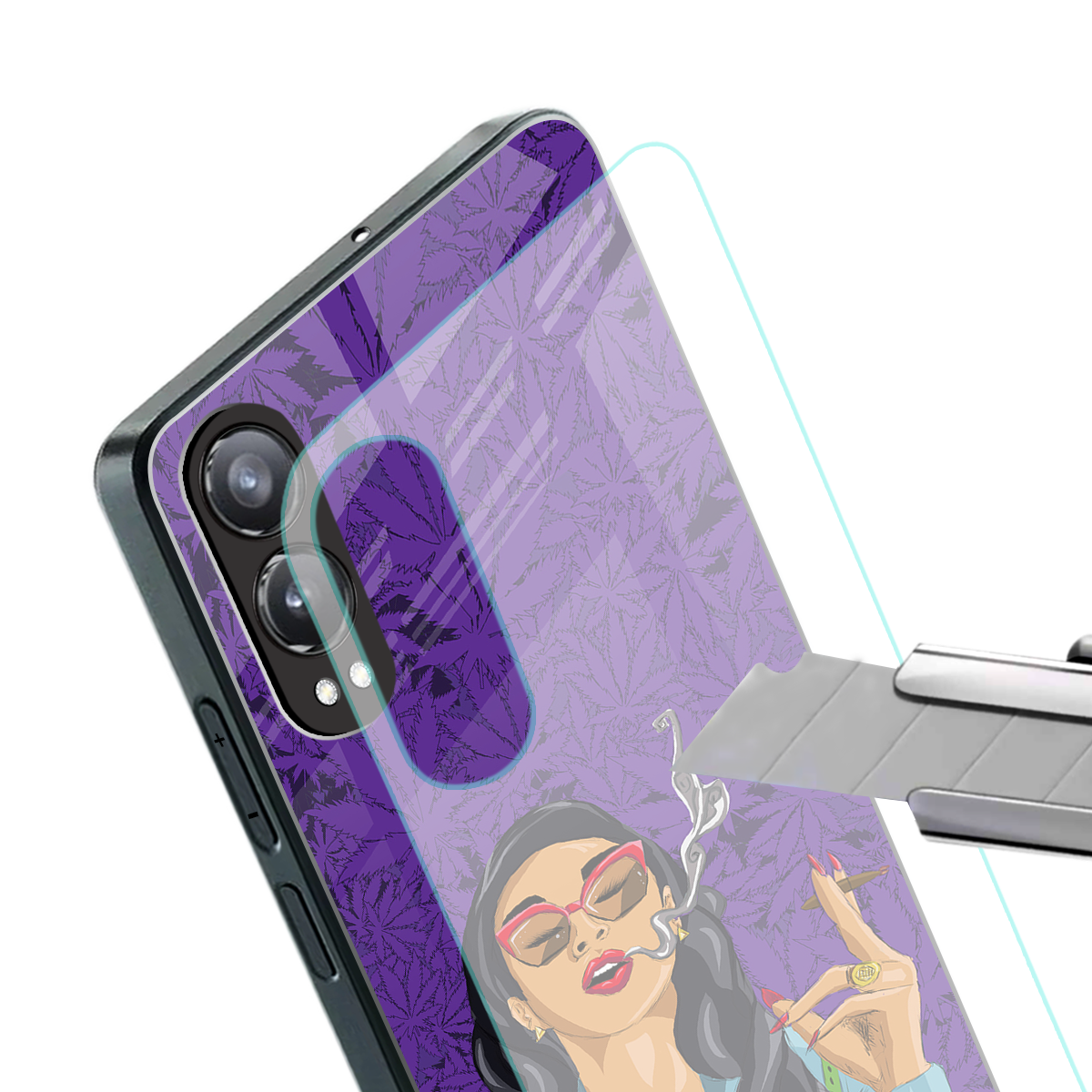 purple smoke back phone cover | glass case for oneplus nord ce 4 lite