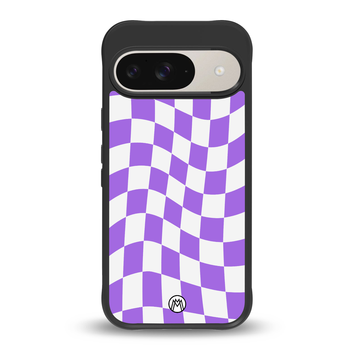 purple white trippy check pattern back phone cover | glass case for google pixel 9