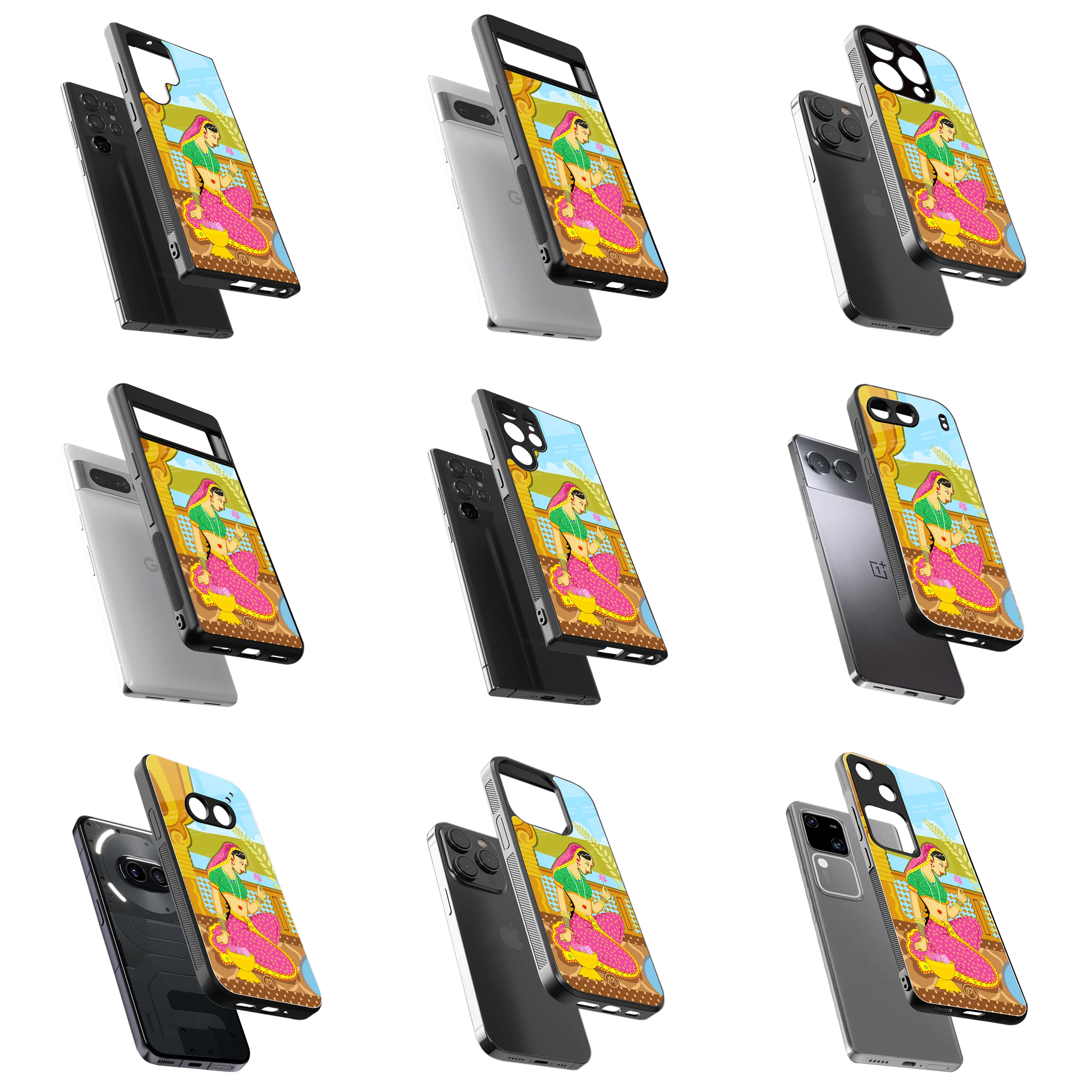Durable Glass Back Mobile Case for iPhone, Samsung, OnePlus, Google Pixel, Redmi, Vivo, Oppo