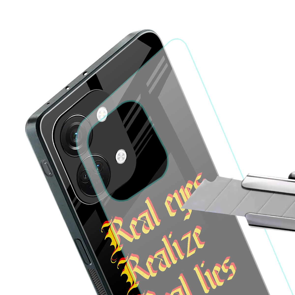 real eyes realize real lies quote back phone cover | glass case for oneplus nord 3
