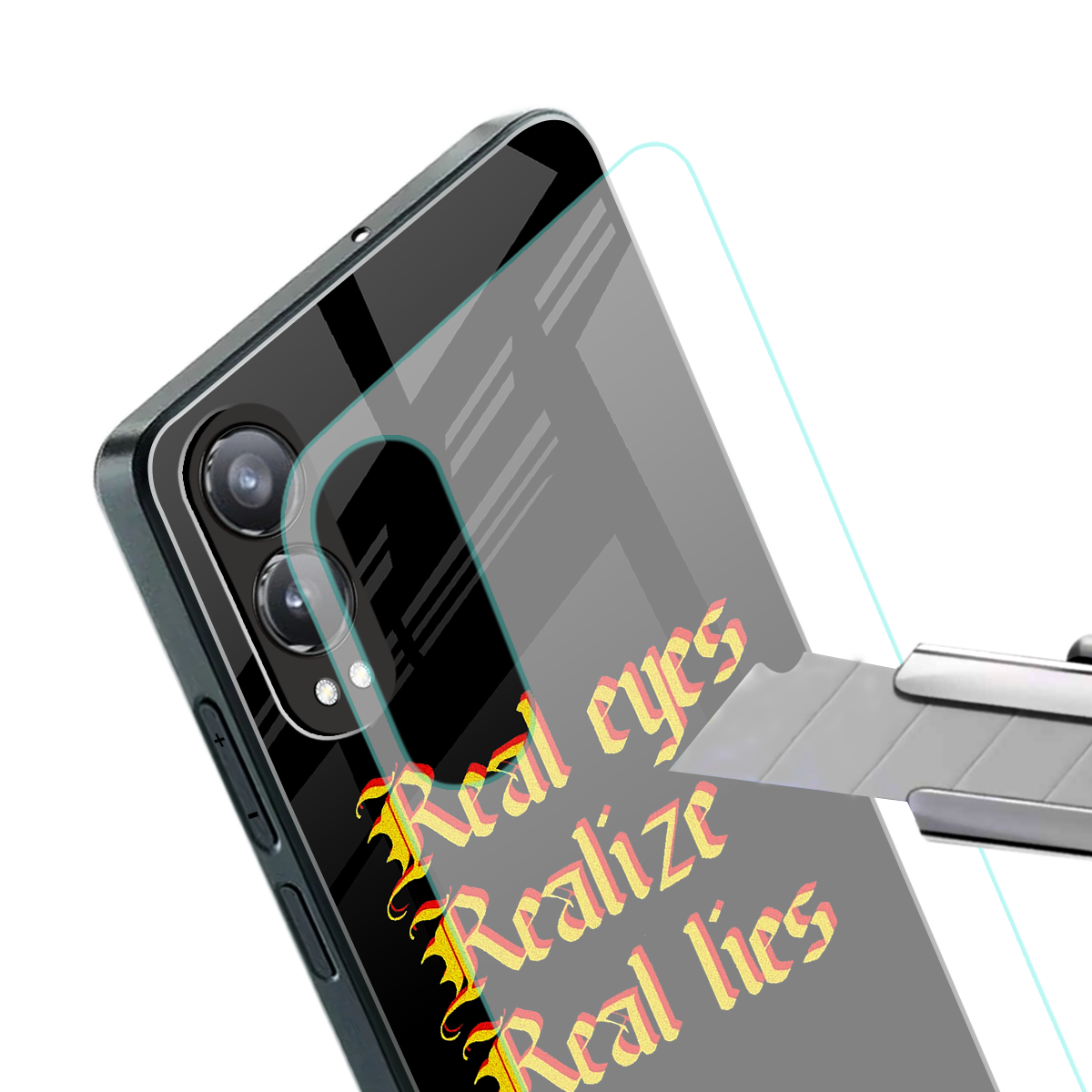 real eyes realize real lies quote back phone cover | glass case for oneplus nord ce 4 lite