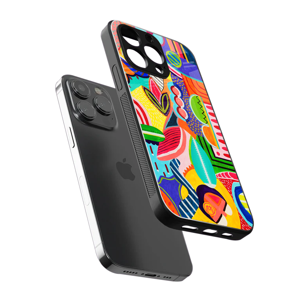 retro abstract back phone cover | glass case for iphone 14 pro
