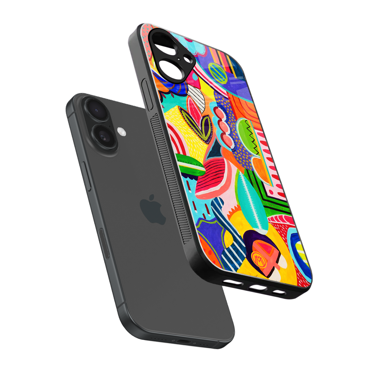 retro abstract back phone cover | glass case for iphone 16