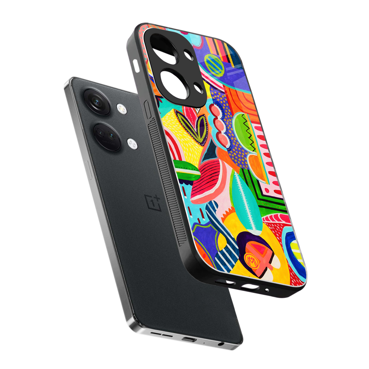 retro abstract back phone cover | glass case for oneplus nord 3