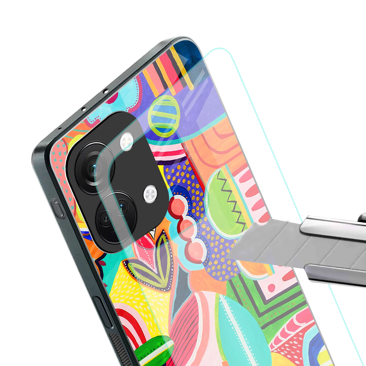 retro abstract back phone cover | glass case for oneplus nord 3
