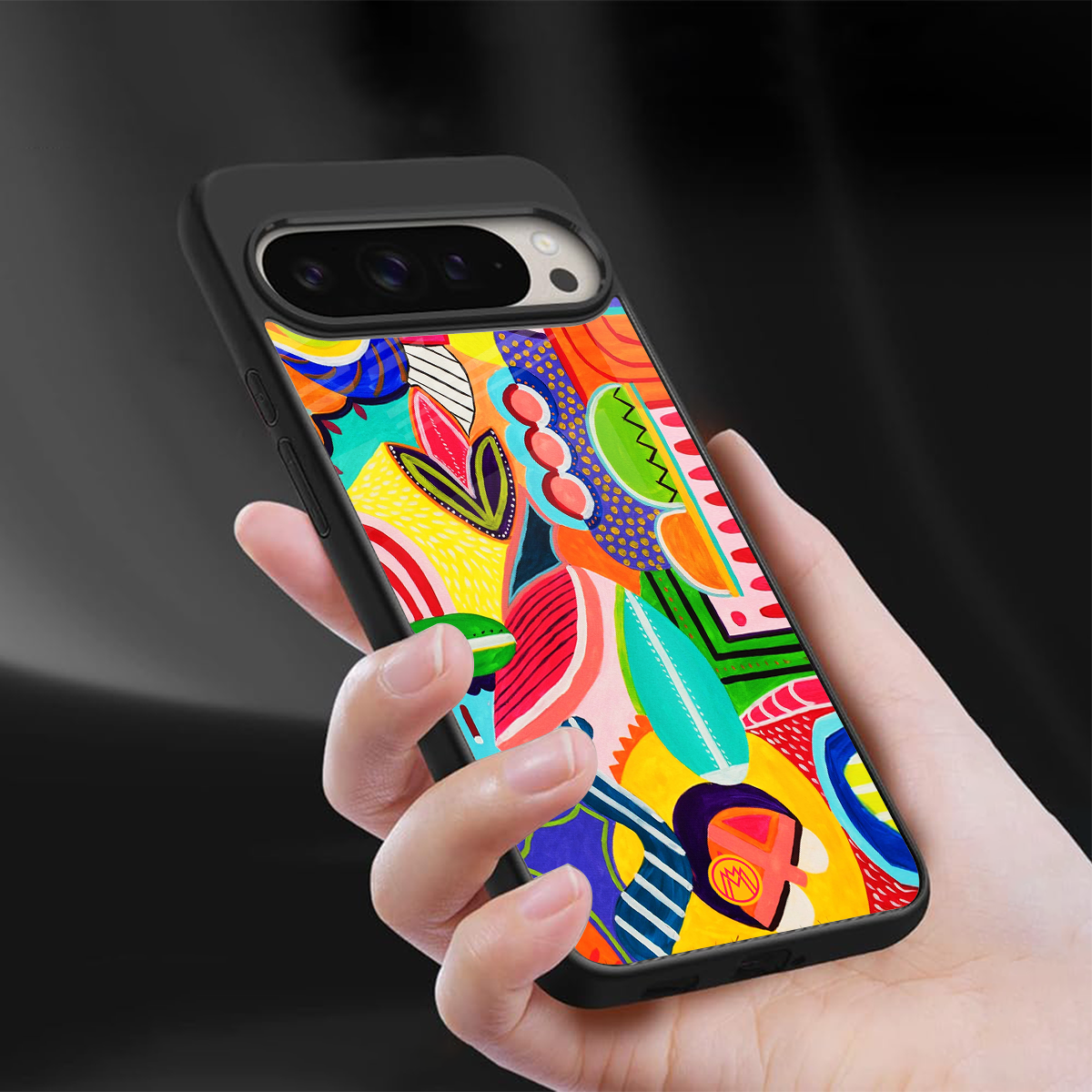 retro abstract back phone cover | glass case for google pixel 9 pro