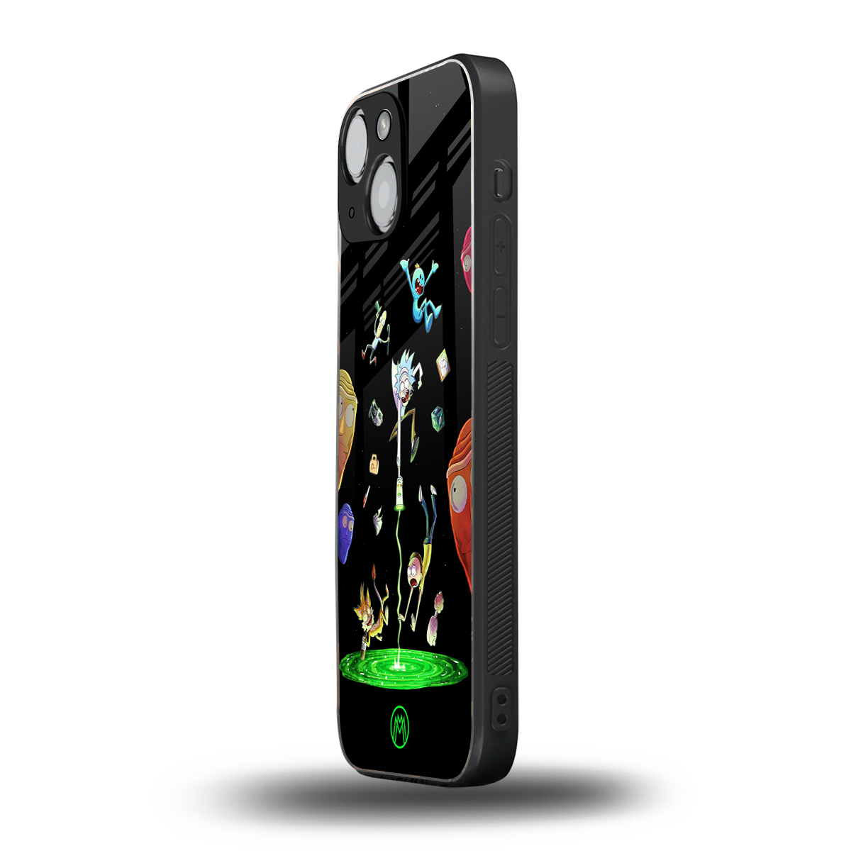 rick and morty amoled back phone cover | glass case for iphone 13 mini