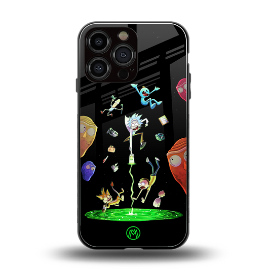 rick and morty amoled back phone cover | glass case for iphone 14 pro max
