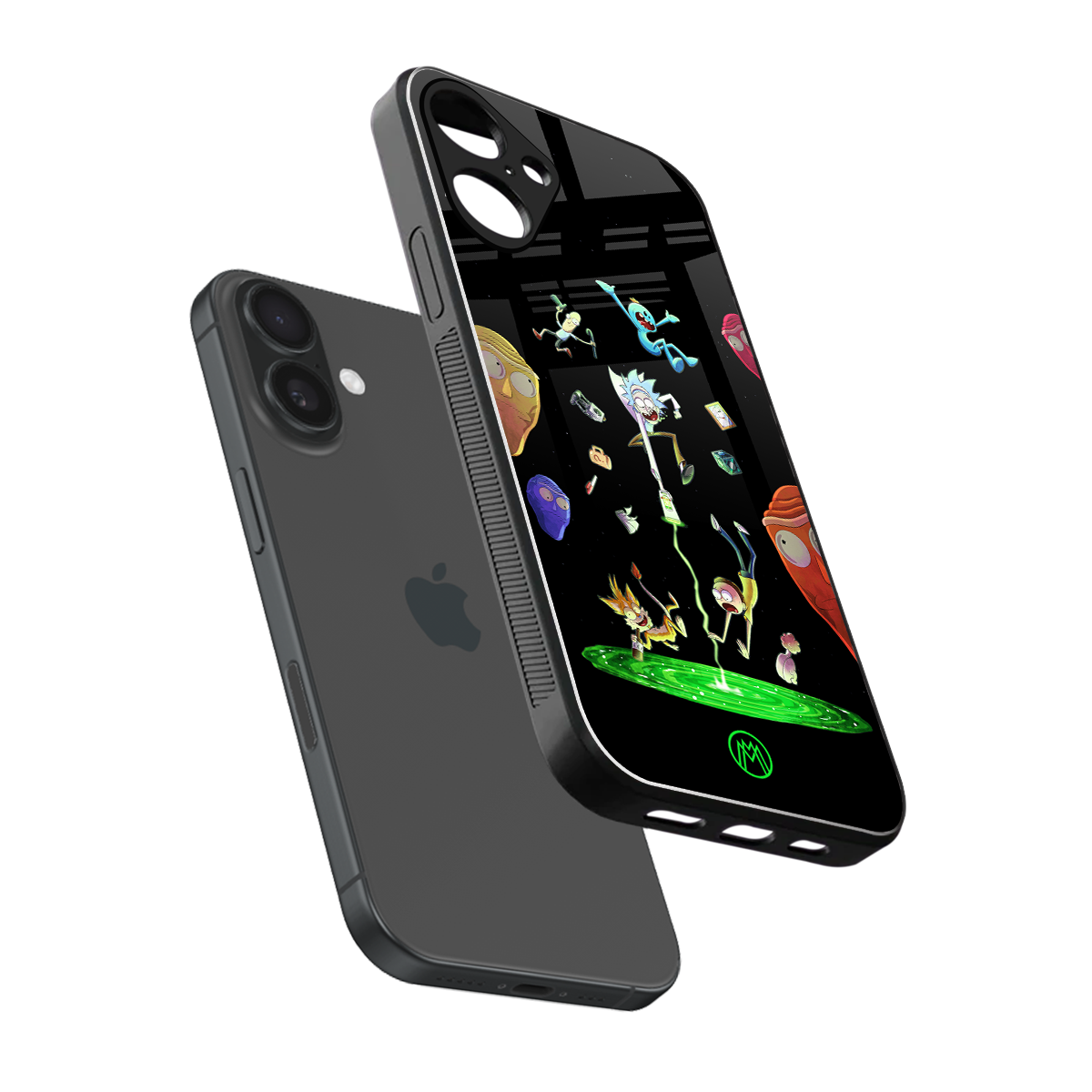 rick and morty amoled back phone cover | glass case for iphone 16 plus