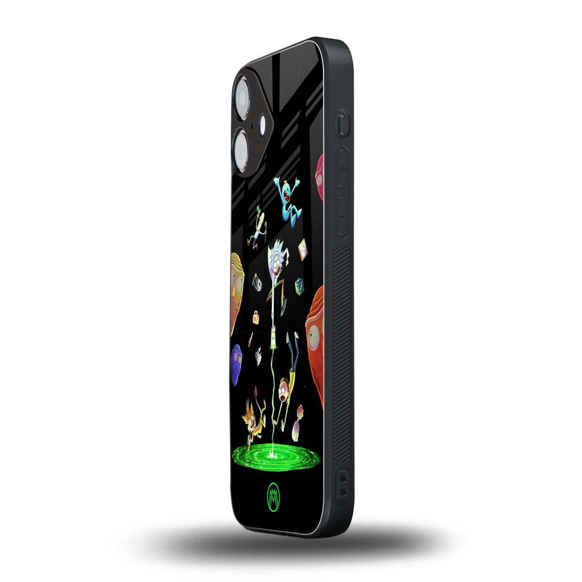 rick and morty amoled back phone cover | glass case for iphone 16 plus