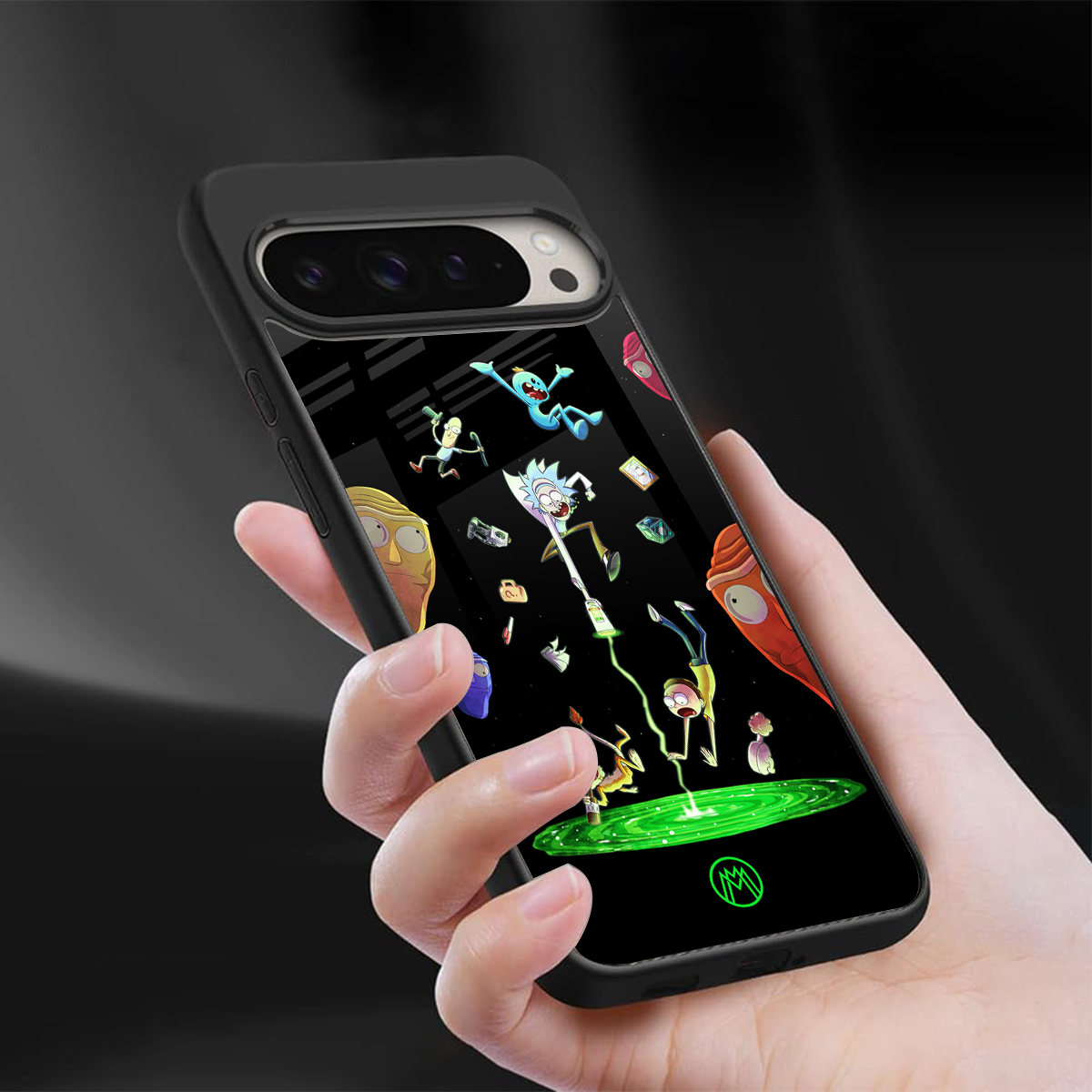 rick and morty amoled back phone cover | glass case for google pixel 9 pro