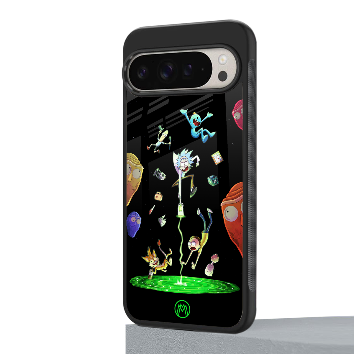 rick and morty amoled back phone cover | glass case for google pixel 9 pro