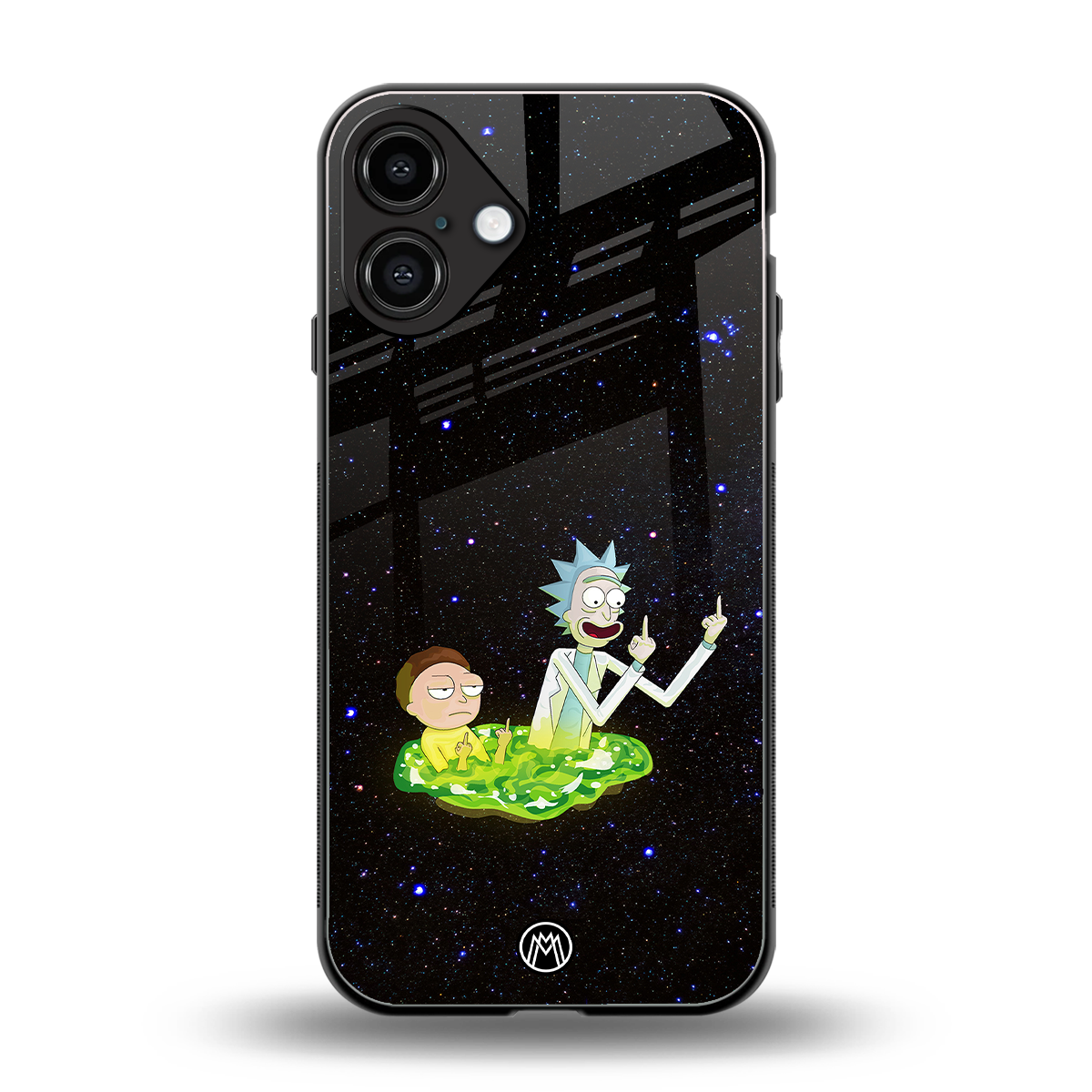 rick and morty fo aesthetic back phone cover | glass case for iphone 16 plus