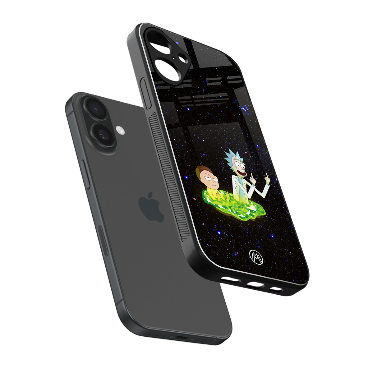 rick and morty fo aesthetic back phone cover | glass case for iphone 16 plus