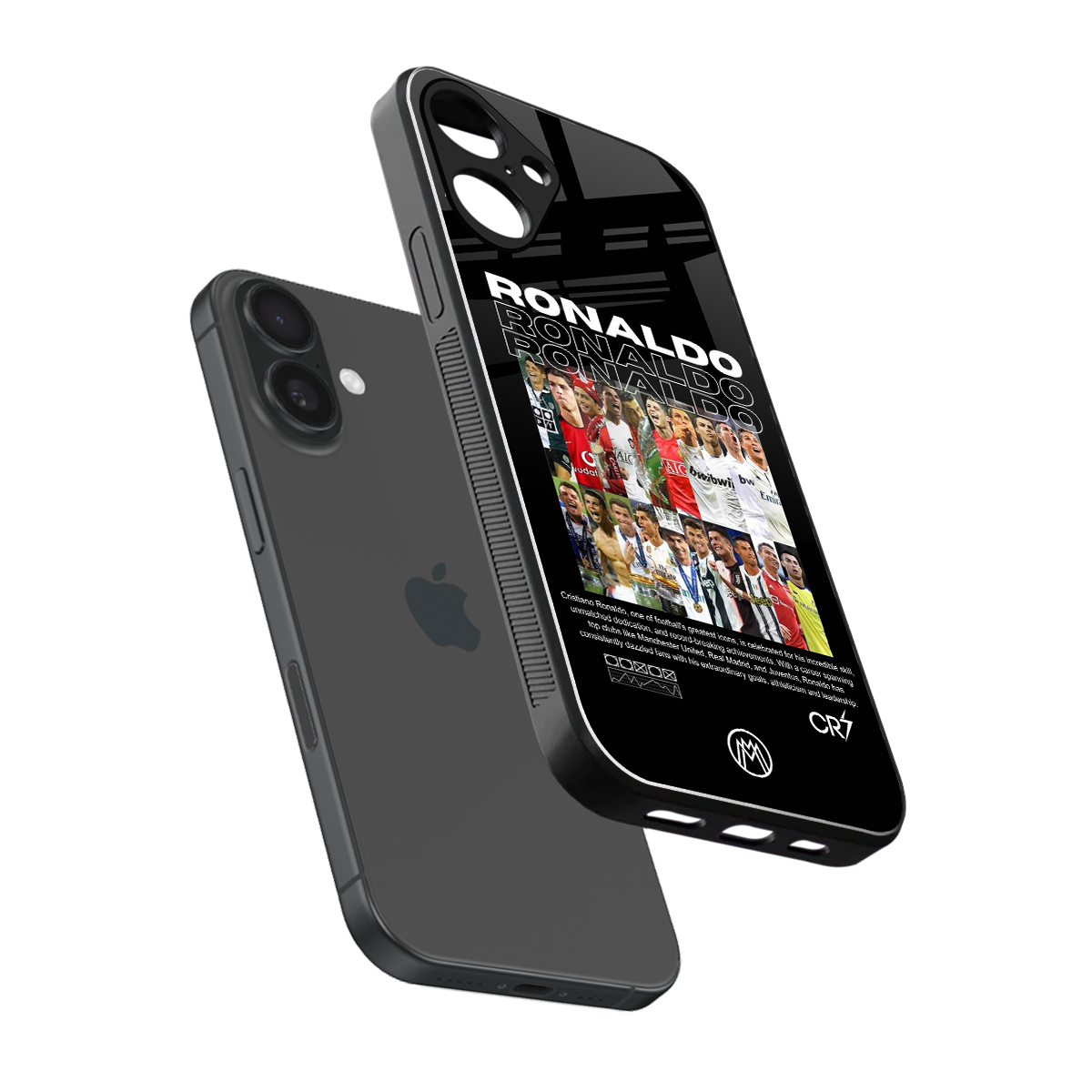 ronaldo back phone cover | glass case for iphone 16 plus