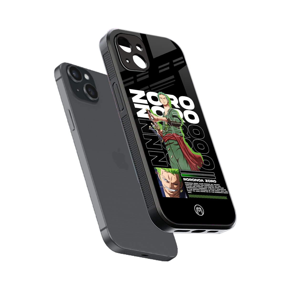 roronoa zoro back phone cover | glass case for iphone 15 plus
