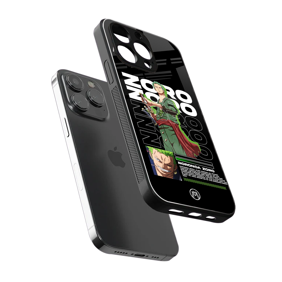roronoa zoro back phone cover | glass case for iphone 15 pro max
