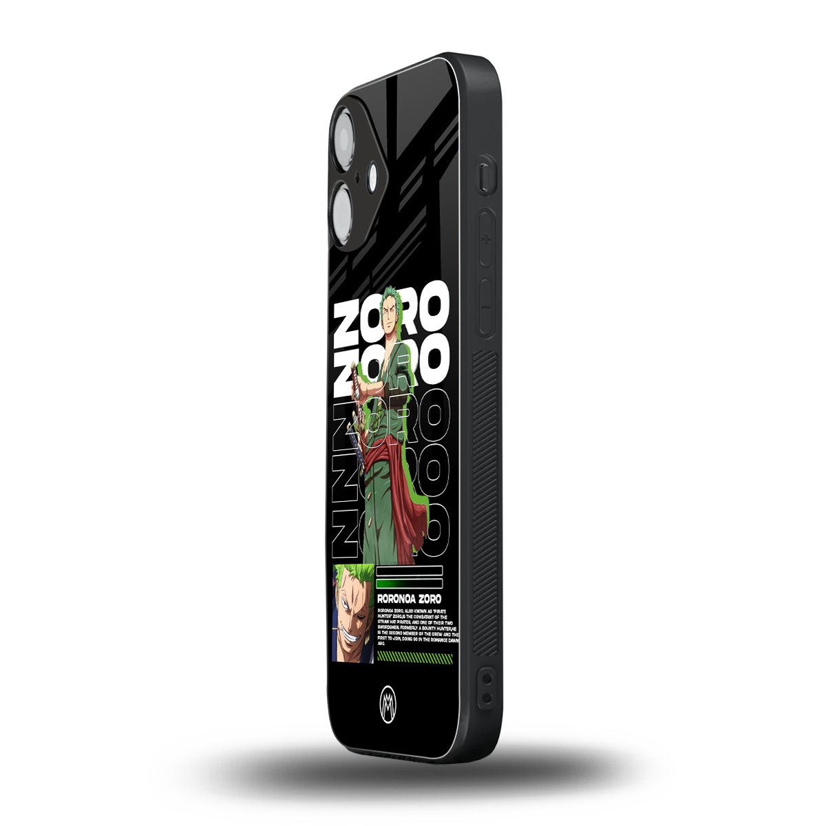roronoa zoro back phone cover | glass case for iphone 16 plus