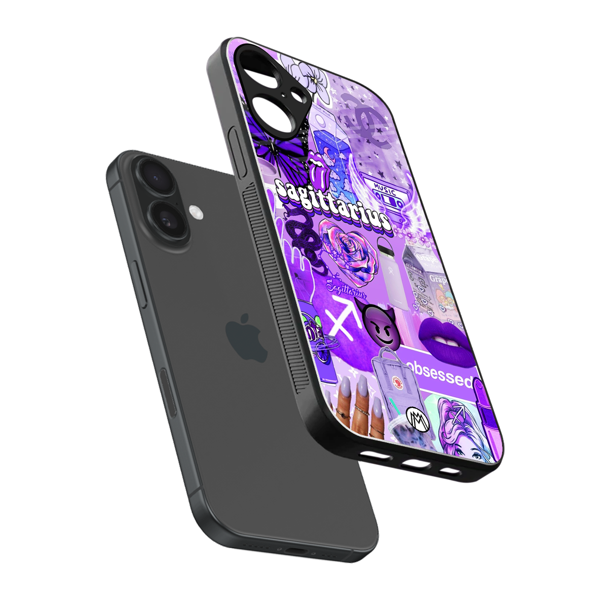 sagittarius aesthetic collage back phone cover | glass case for iphone 16 plus