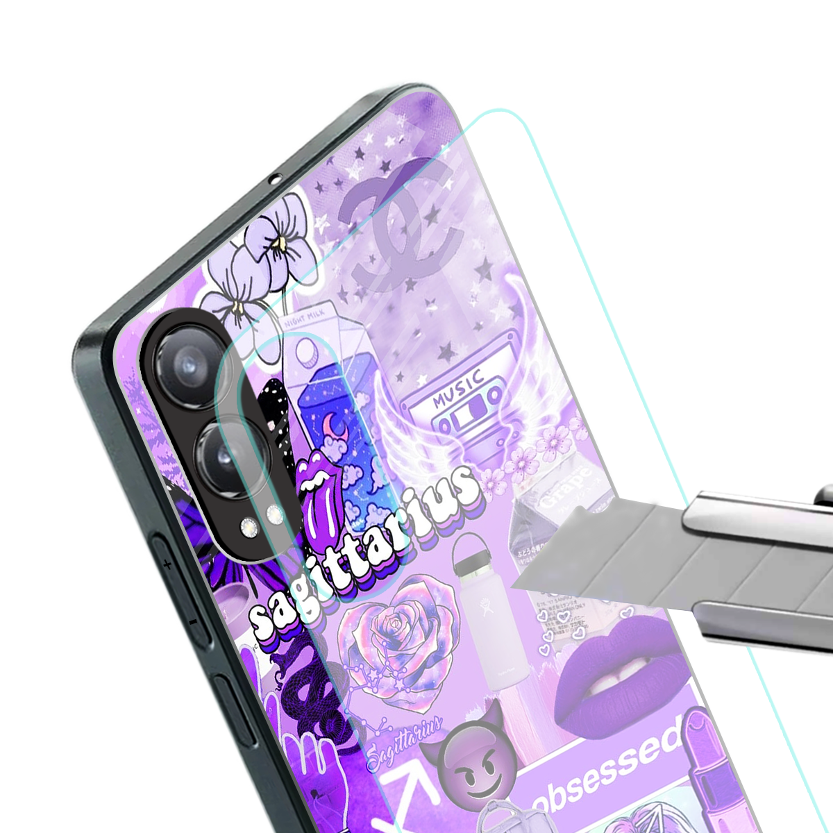 sagittarius aesthetic collage back phone cover | glass case for oneplus nord ce 4 lite
