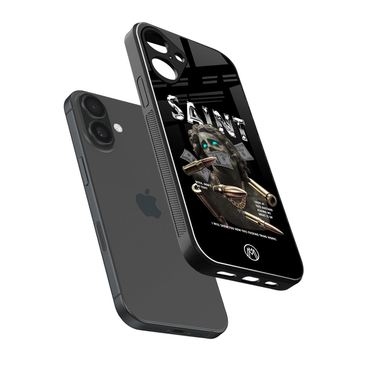 saint back phone cover | glass case for iphone 16 plus