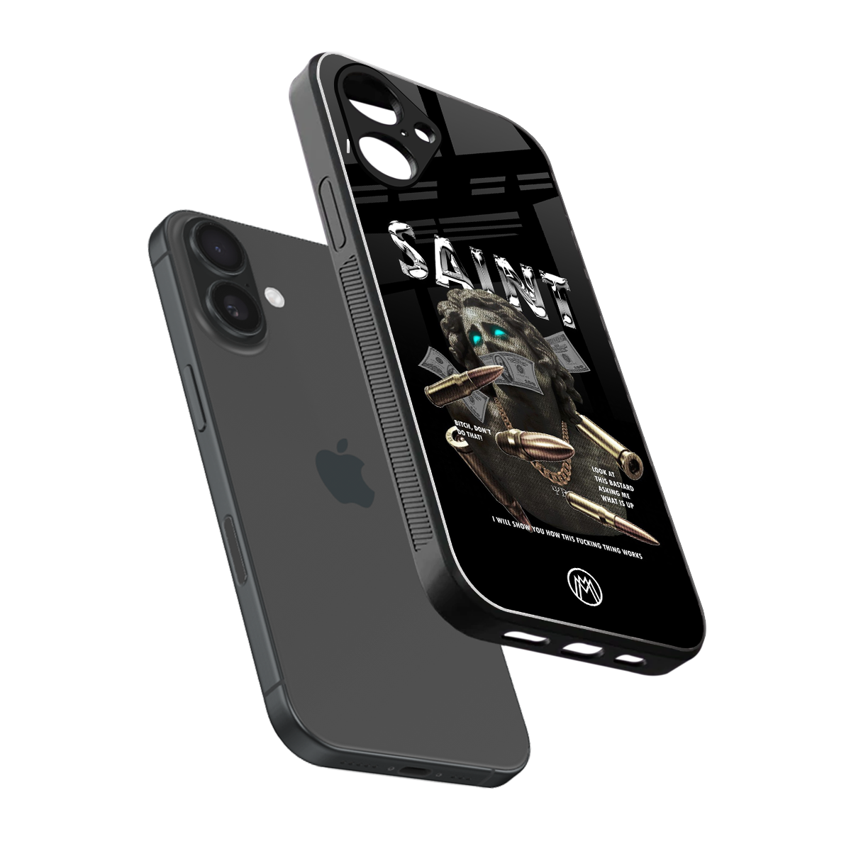 saint back phone cover | glass case for iphone 16